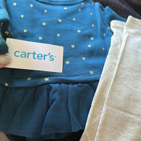 Carter's 2-Piece Peplum Stars Top & Legging Set Newborn Baby & Toddler Girl NWT - Picture 8 of 15